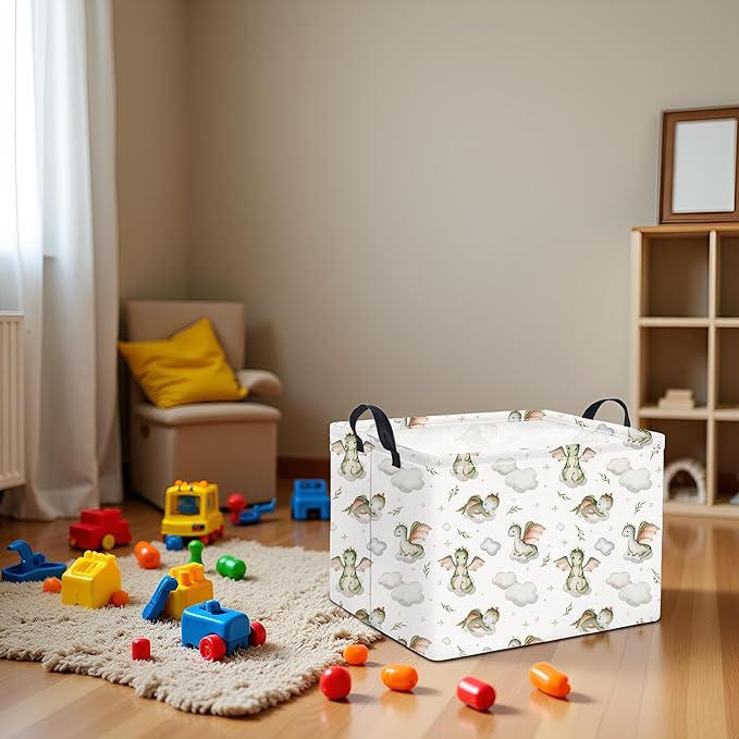 HIYAGON Rectangular Baby Girl Basket Kids Baby Storage Basket Toy Storage Bin Organizer Box Room Decor(Cute Dinosaur)