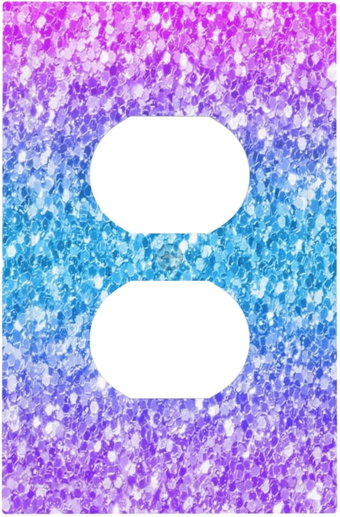 Outlet Covers Fantasy Colorful Glitter Blue Purple Gradient 1 Gang Duplex Light Switch Cover Plate Decorative Wall Plates Socket Cover Electrical Switchplate for Kids Room Home Decor