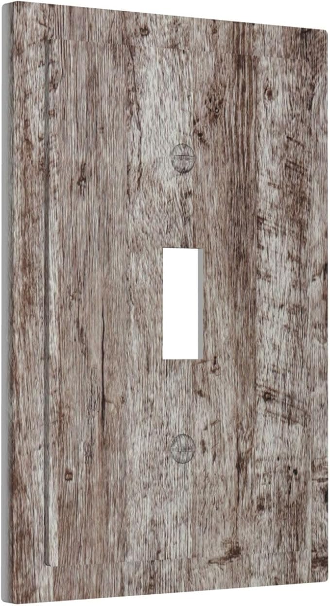 Light Switch Cover Plate Rustic Wood Grey Brown Vintage Wooden Plank 1 Gang Single Toggle Decorative Switch Plates Wall Plates Electrical Faceplate Socket Covers for Farmhouse Home Decor