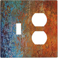 Light Switch Cover Red/Celestial Blue Rust Colorful Metal Rusty 2 Gang Outlet Cover 1 Toggle Duplex Decorative Switchplate Wall Plate Electrical Receptacle Art Faceplate for Bedroom Bathroom
