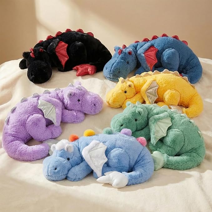 ARELUX Giant Weighted Winged Dragon Plush Toy - 35.4" 5lbs Soft Stuffed Animal, Pterosaur Plushie Fuzzy Dinosaur Pillow Plushies Cuddly Removable and Washable Yellow