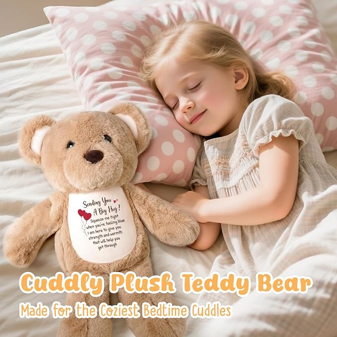 Soft Teddy Bear Plush Toy, A Big Hug Get Well Soon Comfort Bear with Sympathy Message, Emotional Support Gift for Women, Kids, Girls, Toddlers, Thinking of You Memorial Loved Present 15"