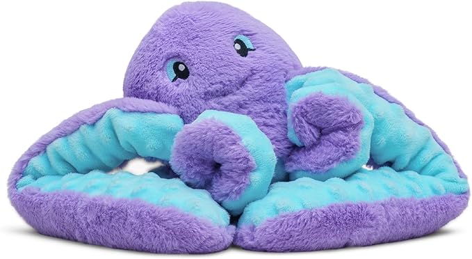 HUGIMALS Hugarounds Indigo the Octopus 2.5 lb Microwaveable Weighted Plush Neck & Shoulder Wrap | Soothing, Comforting Hugs for Self-Care & Relaxation | Unscented for Ages 2+