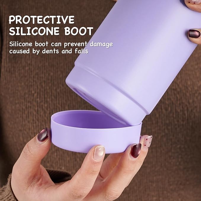 Kerilyn 12oz Water Bottle, Stainless Steel Insulated Water Bottle with Straws Leak-Proof, Water Cup Double Wall Vacuum, BPA Free, Purple Mix