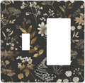Outlet Covers Black Gold Floral Dark Leaves Vintage Flowers 1 Toggle 1 Rocker Combination Decorative Wall Plate Electrical Switch Plates Light Switch Cover Plate for Bed Room Home Decor