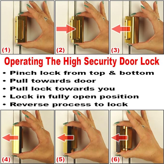 Defender Security Satin Nickel U 10827 Door Reinforcement Lock – Add Extra, High Security to Your Home and Prevent Unauthorized Entry – 3” Stop, Aluminum Finish, 8-Pack