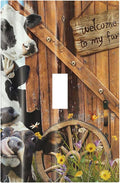 Decorative Switch Plate Covers Farm Cow Farmhouse Barn Door Rustic Vintage Wooden 1 Gang Single Toggle Light Switch Cover Jumbo Size Wall Plate Electrical Switchplate Receptacle Plug