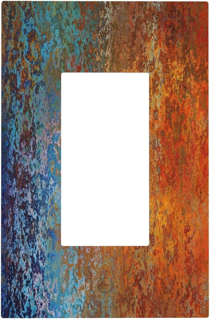Decorative Switch Plate Covers Vintage Copper Rust 1 Gang Single Decora GFCI Device Light Switch Cover Red Celestial Blue Flatprint 1 Rocker Outlet Wall Plate Faceplate for Kitchen Bathroom