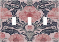 Pink Floral Vintage Botanical Boho Flower Decorative Switch Plates 3 Gang Wall Plate Triple Toggle Light Switch Cover Faceplate Electrical Wall Panels for Farmhouse Home Decor