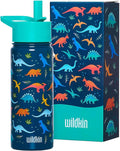 Wildkin Kids 18oz Stainless Steel Water Bottle – BPA-Free, Leakproof, Insulated, Easy-Clean - Jurassic Dinosaurs