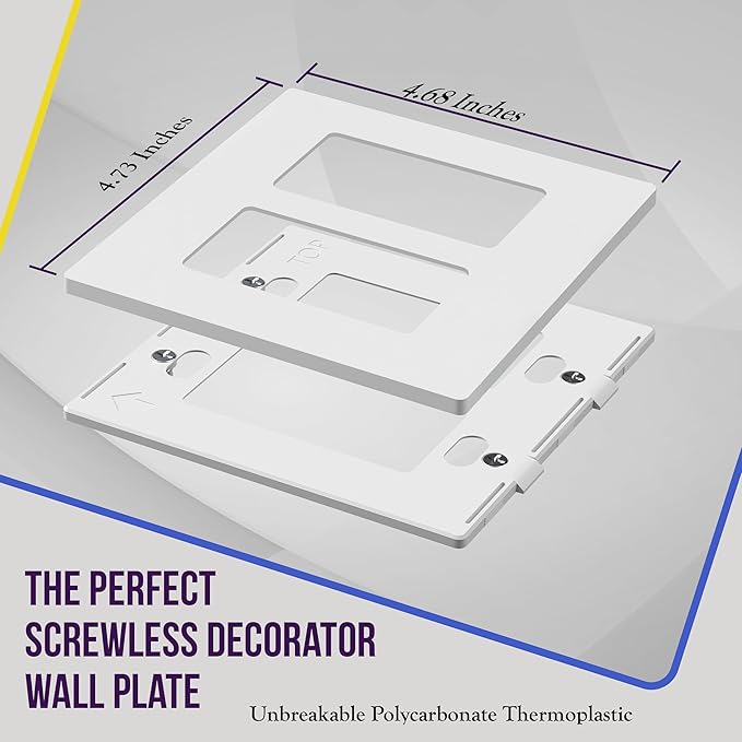 ENERLITES Screwless Decorator Wall Plates Child Safe Outlet Covers, Size 2-Gang 4.68" H x 4.73” L, Unbreakable Polycarbonate Thermoplastic, SI8832-W-5PCS, Glossy, White (5 Pack)