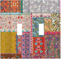 Light Switch Cover Boho Patchwork Bohemian Stitching Colorful Floral 2 Gang Wall Plate Double Light Switch Plate Toggle Decorative Outlet Covers Electrical Switchplate for Bathroom Home Decor
