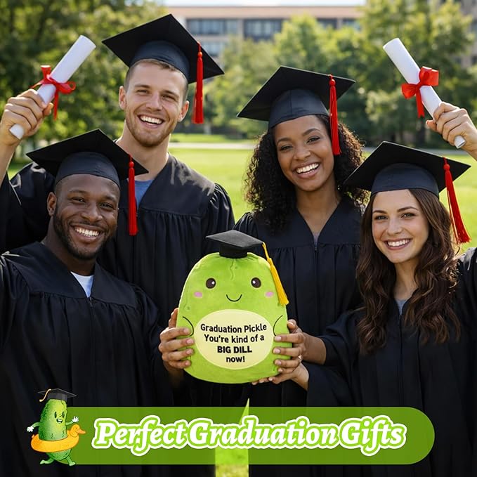 Pickle Stuffed Animal,9inch Graduation Stuffed Animal with Cap and Graduations Words,Cute and Soft Pickle Graduation Plush 2026 Gifts for Kids Men Women,Party Decorations