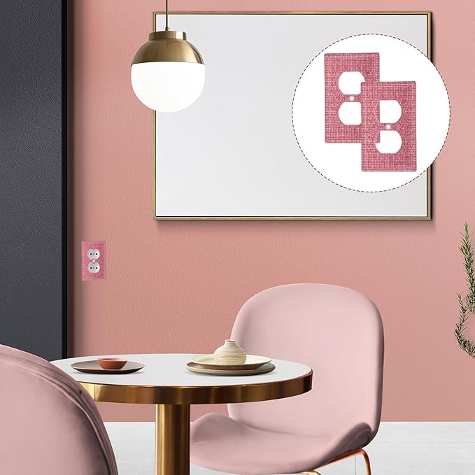 2 Pcs Outlet Covers Wall Plate, 4.5" x 2.8" Pink Rhinestone Socket Covers Bling Decorative Duplex Light Switch Cover for Women Girls Bedroom Home Decor