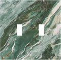 Decorative Switch Plate Cover with Modern Luxury Green Marble Texture Design 2 Gang Wall Plate Unique Double Toggle Double Light Switch Covers for Kitchen Bathroom Decor