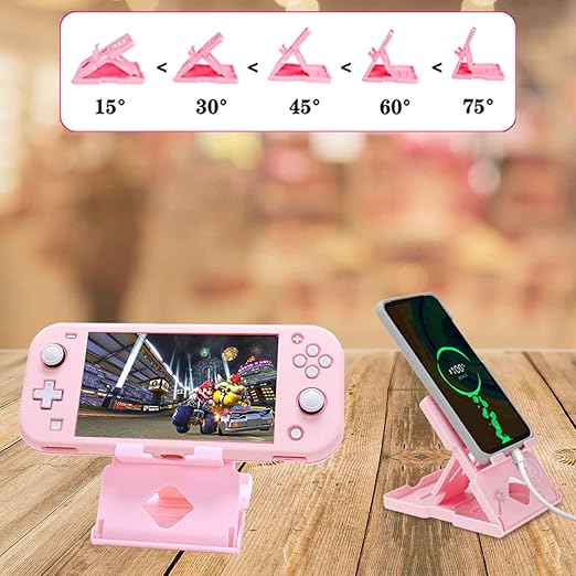 GUTIAL Accessories Bundle for Nintendo Switch Lite - Cute Kawaii NS Lite Accessories kit for Grils Boys Kids with Carrying Case, Cartoon Cover Case, Screen Protector, Stand - Pink