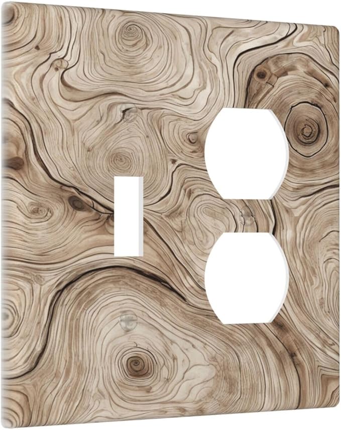Tree Annual Rings Burl Texture Brown Wood Grain Print Wallplates 1 Toggle 1 Duplex Switch Plate Electrical GFCI Faceplate Decorative Light Switch Covers for Farmhouse Bedroom Decor