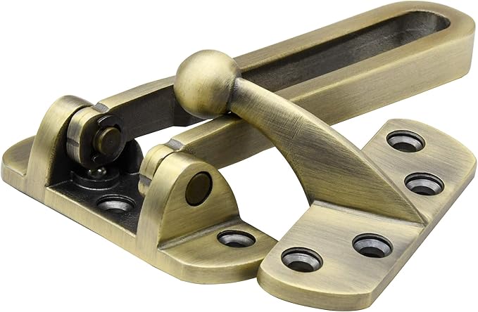 Earl Diamond Door Lock Latch for Home Security - Swing Bar Door Guard for Front and Inside Door, Safety Childproof Reinforcement Door Stopper for Kids Home Hotel Apartment, Antique Bronze