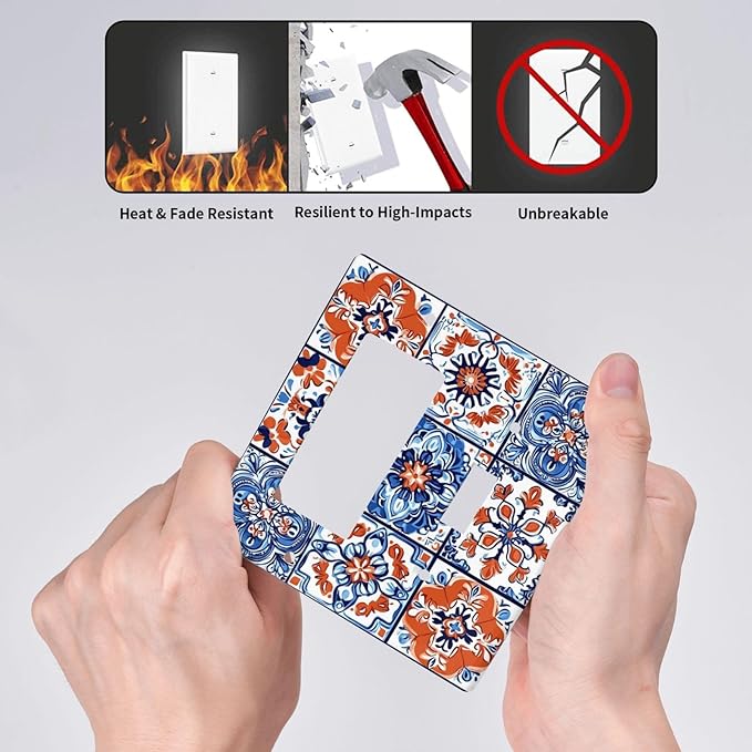 Outlet Covers Colorful Talavera Mexican Tile 1 Toggle 1 Rocker Combination Decorative Wall Plate Electrical Switch Plates Light Switch Cover Plate For Bathroom Kitchen Decor