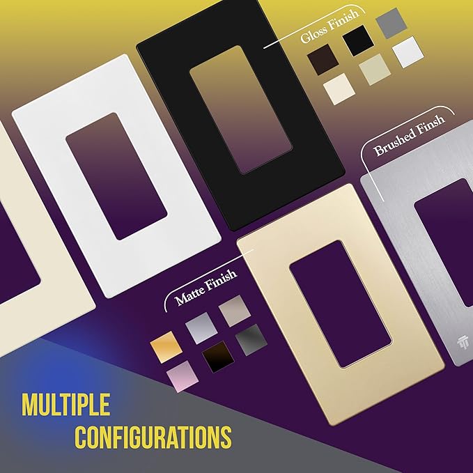 ENERLITES Elite Series Screwless Decorator Wall Plate Child Safe Outlet Cover, Size 2-Gang 4.68" H x 4.73" L, Unbreakable Polycarbonate Thermoplastic, SI8832-DB, Glossy, Dark Bronze