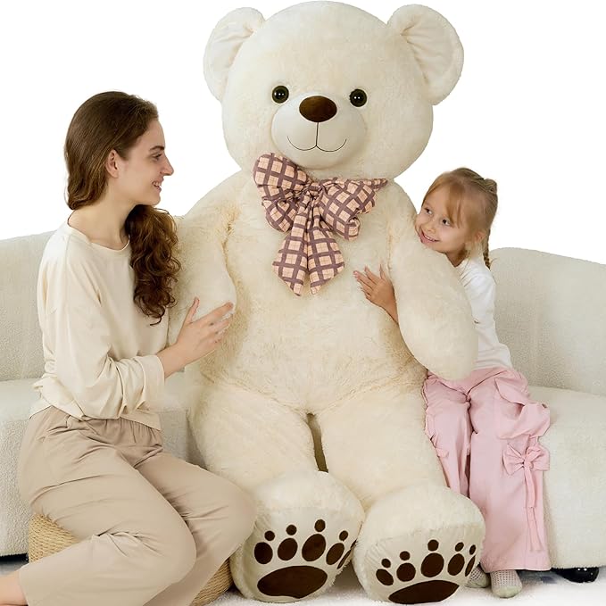 MorisMos 5 FT Big Teddy Bear, 5 Feet Huge Teddy Bears Stuffed Animals for Girlfriend Wife, Cuddly Gift Life Size Bear on Valentines Birthday, 59 Inch, White
