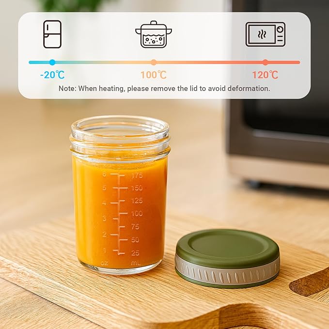 Sursip Glass Baby Food Storage Containers, 4 oz Small Mason Jars with Lids, Airtight for Baby Puree Containers, Juice, Milk, Yogurt, Overnight Oats, Mini Toddler Snack Cups - 8 Pack