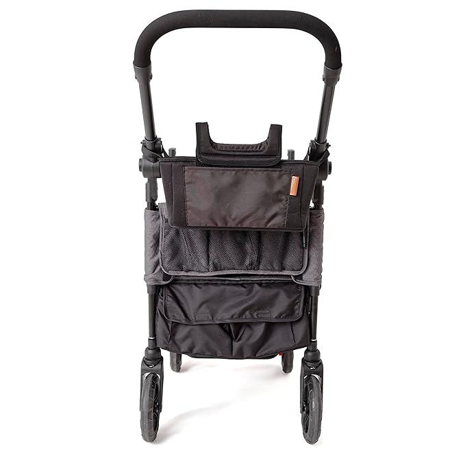 Contours Baby Stroller Organizer, Adjustable Parent Organizer Accessory - Cup Holder and Storage - Compatible with Select Wagons - Black