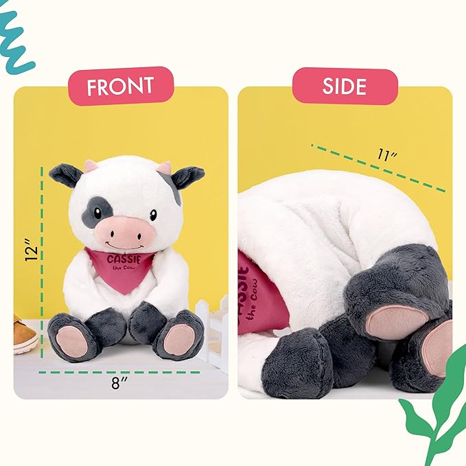 Lilly's Love Weighted Stuffed Animals for Adults & Kids — 5lb Calming Cow Plush for Anxiety, ADHD & Sensory | Machine Washable Weighted Stuffed Animal w/Removable Insert | Cassie The Cow