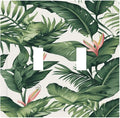 Tropical Leaf Jungle Botanical Palm Tree Greenery Floral Decorative Switch Plates 2 Gang Double Toggle Outlet Light Switch Cover Wall Plate Electrical Faceplate for Bedroom Living Room Decor