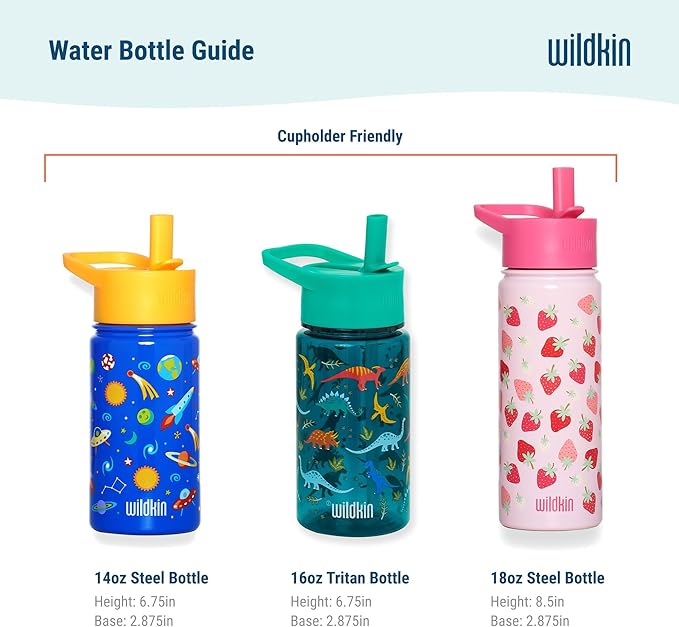 Wildkin Kids 14oz Stainless Steel Water Bottle – BPA-Free, Leakproof, Insulated, Easy-Clean - Butterfly Garden Blue