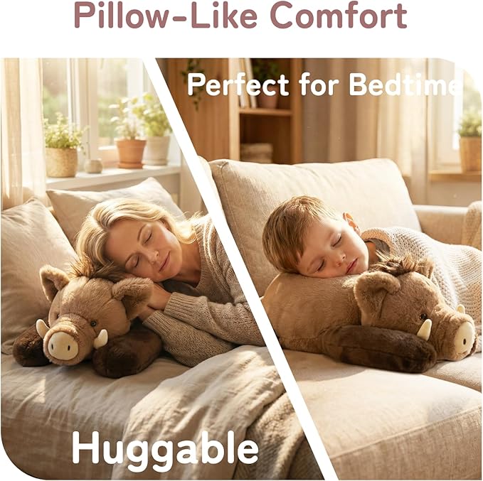 Niuniu Daddy Weighted Wild Boar Stuffed Animal for Kids & Adults, 20 Inch 3.3lb Large Plush Toy with Soft Fur, Weighted Plushies Pillow for Sensory Calm, Huggable Gift for Everyday Comfort