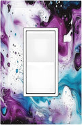Decorative Outlet Covers Purple Blue Swirl Marble Tiles 1 Gang Single Rocker Light Switch Cover Plate Wall Plates Gfci Faceplate For Bed Room Living Room Decor