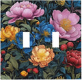 Decorative Light Switch Plate Covers Big Yellow Pink Flowers Blue Red Floral Green Leaf 2 Gang Wall Plate Double Toggle Switch Cover Plate Electric Dual Device Electrical Faceplate
