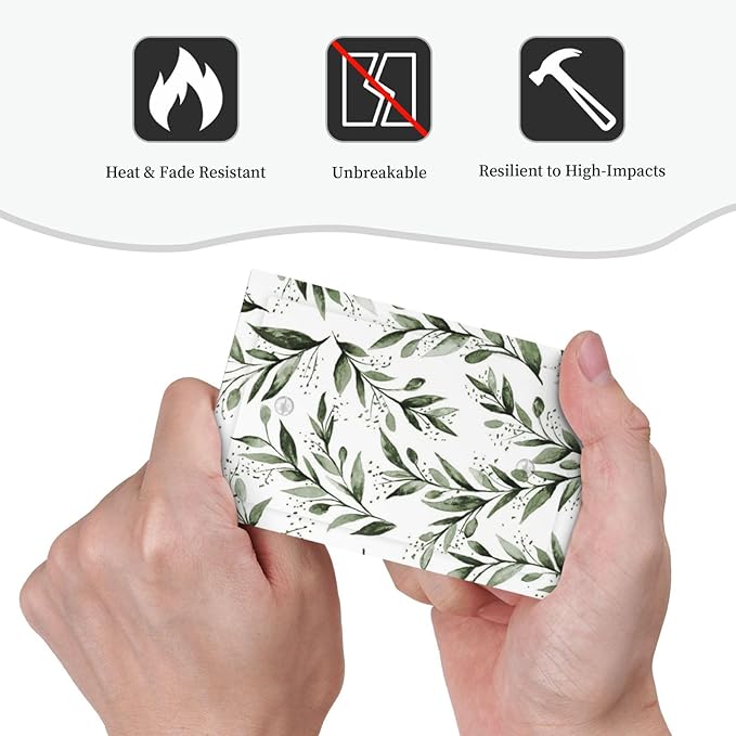 Green Leaf Olive Leaf Sage Floral Light Switch Cover Plate 1 Gang No Device Blank Electrical Wall Plates Faceplate Decorative Switch Plate Covers for Bedroom Living Room Decor