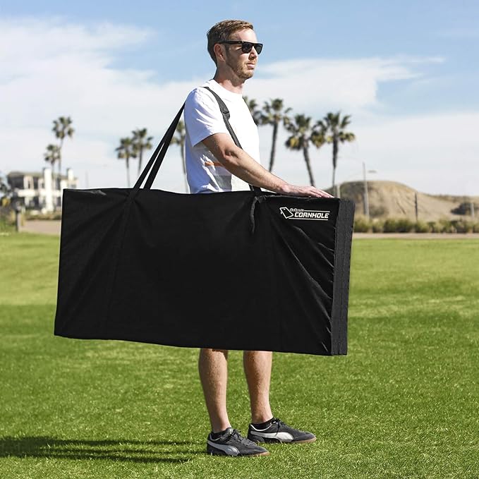 GoSports 4 ft x 2 ft Regulation Size Wooden Cornhole Boards Set with Light Brown Finish - Includes Carrying Case (Choose Your Colors)
