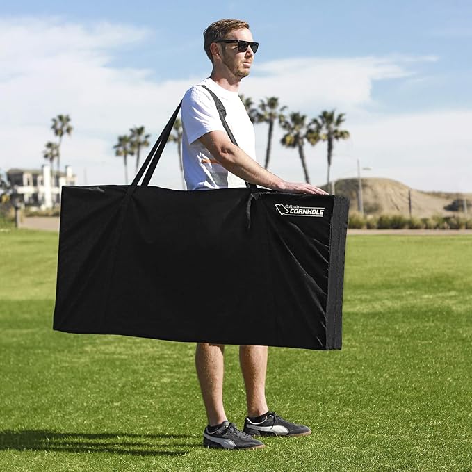 GoSports 4 ft x 2 ft Regulation Size Wooden Cornhole Boards Set with Light Brown Finish - Includes Carrying Case (Choose Your Colors)