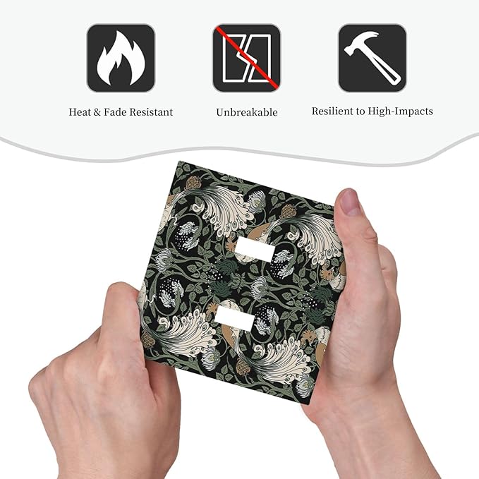 Decorative Switch Plates William Morris Vintage Floral Plants And Birds 2 Gang Double Toggle Wall Plate Outlet Light Switch Cover Electrical Faceplate for Bedroom Home Decor