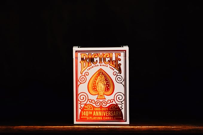 Bicycle 140th Anniversary Playing Cards, Special Edition 1885 Design, Red & Gold Foil Collectible Vintage Deck for Poker, Blackjack & Family Card Games