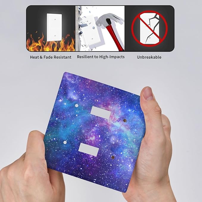 Space Galaxy Double Light Switch Cover Plates Decorative 2 Gang Wall Plate Double Toggle Lightswitch Cover
