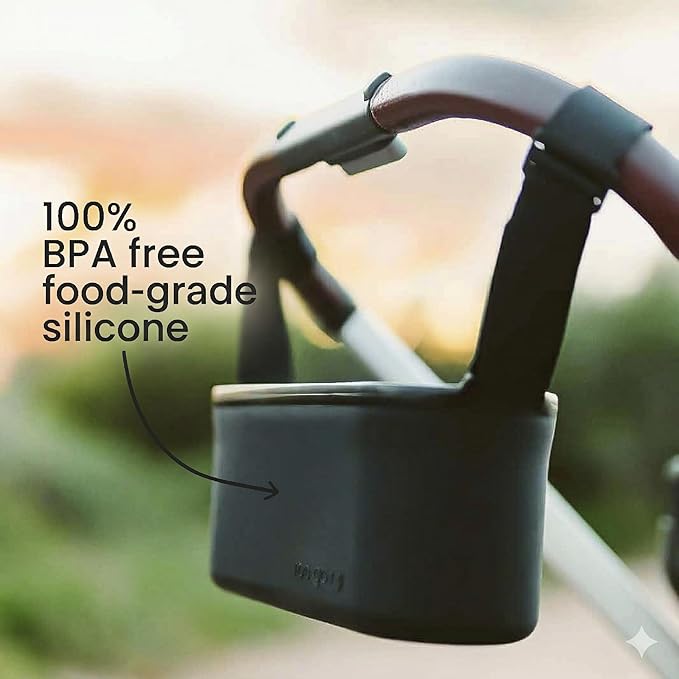 Universal Silicone Stroller Organizer | Waterproof, Easy-Clean Caddy with Secure Cup Holders & Organized Interior | BPA-Free, Anti-Slip Straps | Fits Uppababy, Nuna, Doona & Most Strollers | roo go