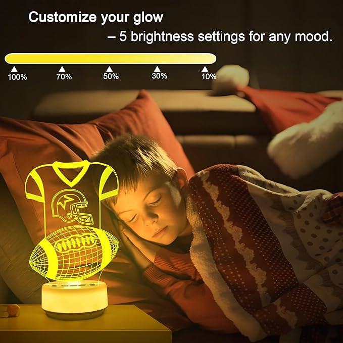 Football Gifts Night Light for Kids-Sports Footballs Decor Bedside Lamp for Football Fan, 14 Color with Remote Control/Buttons + Timer + Dim Function, Birthday Holiday Gift for Boys & Girls