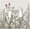 Vintage Colorful Wild Flower Floral Decorative 2 Gang Light Switch Cover Blossom Spring Bloom Herb Sage Botanical Plant Doouble Toggle Dual Device Outlet Electrical Switch Socket Plug Face Plate Cover