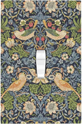 Decorative Light Switch Cover Morris Strawberry Thrush Birds Colorful Plants 1 Gang Single Toggle Device Electrical Faceplate Switchplates Decorator Outlet Wall Plate For Bed Room Decor