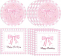 40pcs Pink Bow Party Supplies Bow Birthday Party Plates and Napkins Pink Bow Party Decorations for Girls Bachelorette Party Bride Engagement Decoration Baby Shower Coquette Cute Supplies