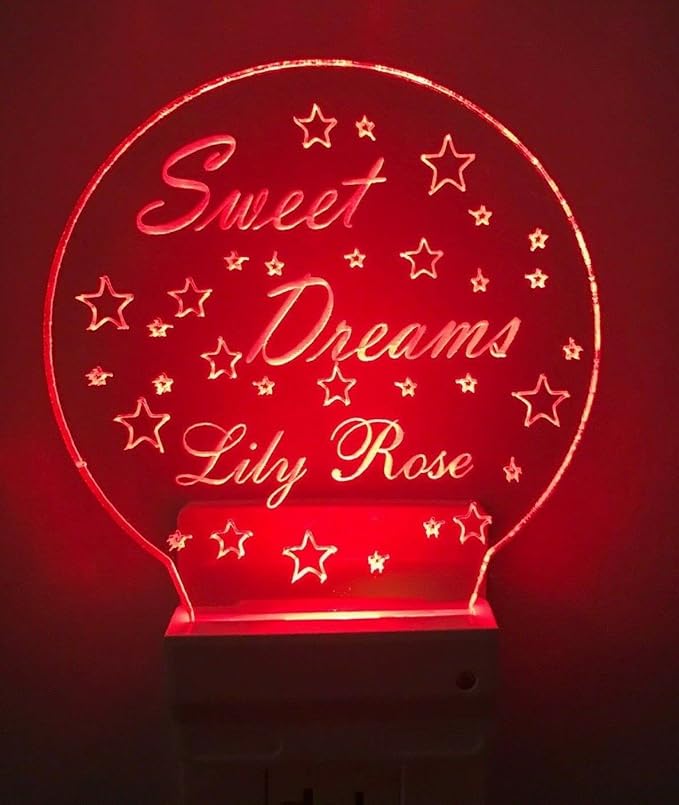 Night Light Multi Color Personalized LED Plug-in, Ultra-Slim Touch Night Light Smart Dusk to Dawn Sensor, Kids Children's Bedroom Kitchen Bathroom Hallway Play Room Variations (Sweet Dreams Stars)