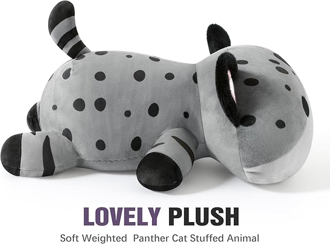 Onsoyours Original Weighted Panther Cat Plush, Cute Hugging Black Leopard Kitty Weighted Stuffed Animal, Soft Collectible Gift for Kids & Adults(9.8", 1.0 Lbs)