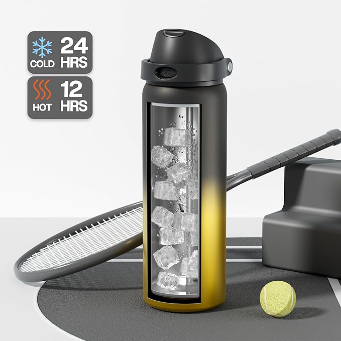 POWCAN 32 oz Insulated Water Bottle: 2-in-1 Push-Button Spout & Quick-Flip Straw Lid, Leakproof, Keep Cold 24Hrs, BPA-Free, Stainless Steel Water Bottle for Sports, School, Travel, Gym, Gift (King)