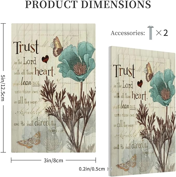 Rustic Elegant Teal Tulip Bible Inspirational Quote Light Switch Cover Plate 1 Gang No Device Blank Electrical Wall Plates Faceplate Decorative Switch Plate Covers for Farmhouse Bedroom Decor
