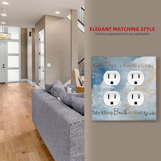Decorative Outlet Covers Motivational Quotes Blue Abstract Texture 2 Gang Light Switch Cover Plate Double Duplex Wall Plates for Electrical Outlets Switch Plate Covers for Home Decor