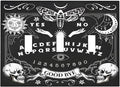 Black Witchy Skeleton Skull Gothic Sun Moon Decorative Switch Plates 3 Gang Wall Plate Triple Toggle Light Switch Cover Faceplate Electrical Wall Panels for Bedroom Living Room Decor
